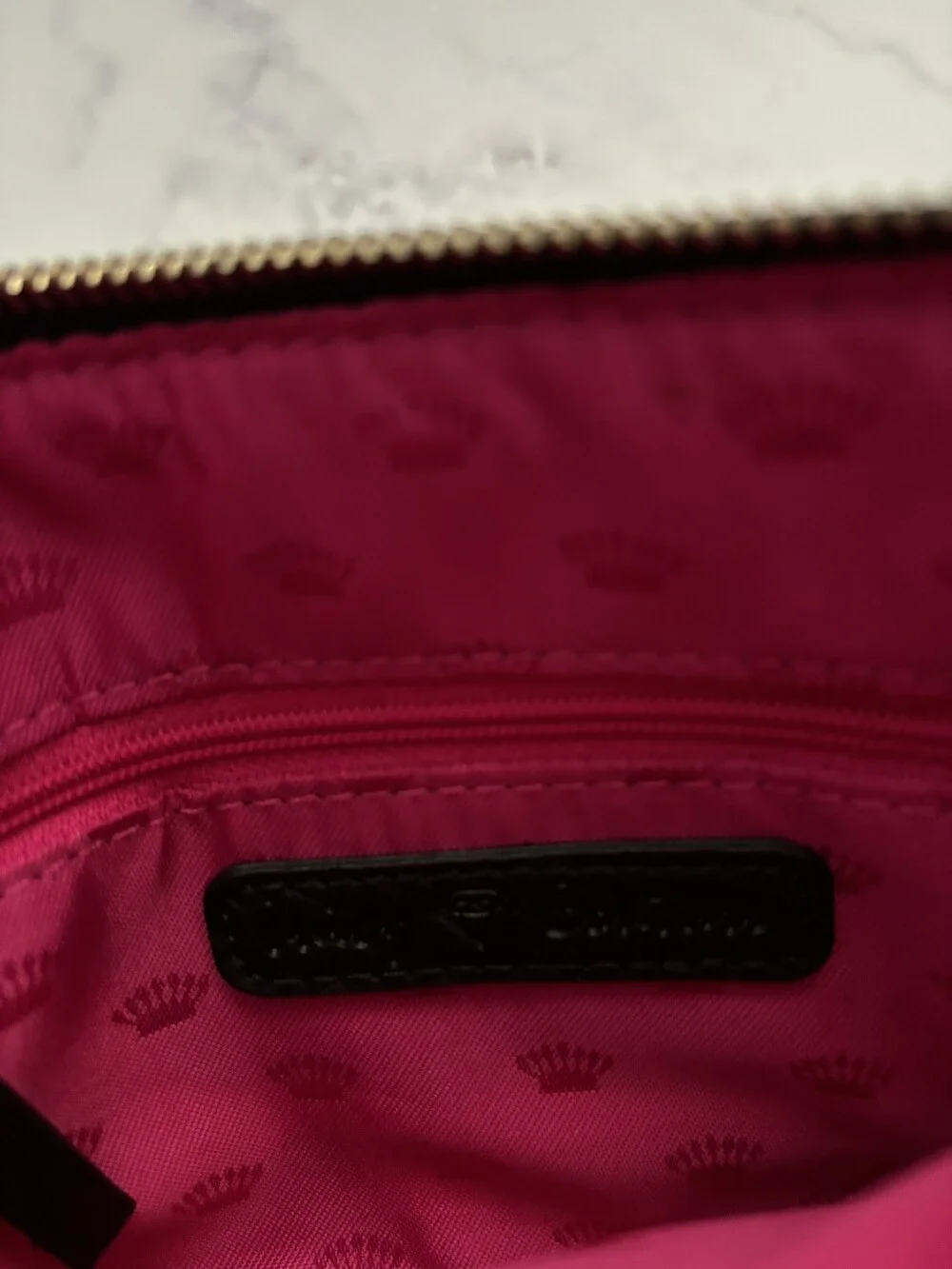 Juicy Couture Black Gold Sequin Double Zip Wristlet Clutch Wallet Tassel Bag